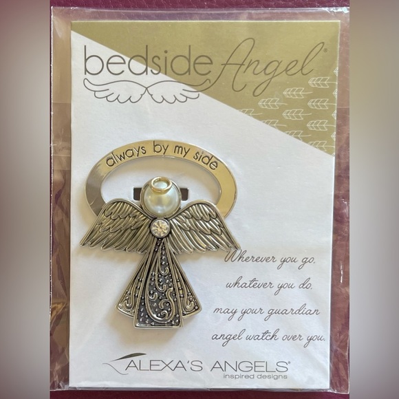 NEW Bedside Angel - Silver Angel Accent Decor with Intricate Filigree - Picture 1 of 8